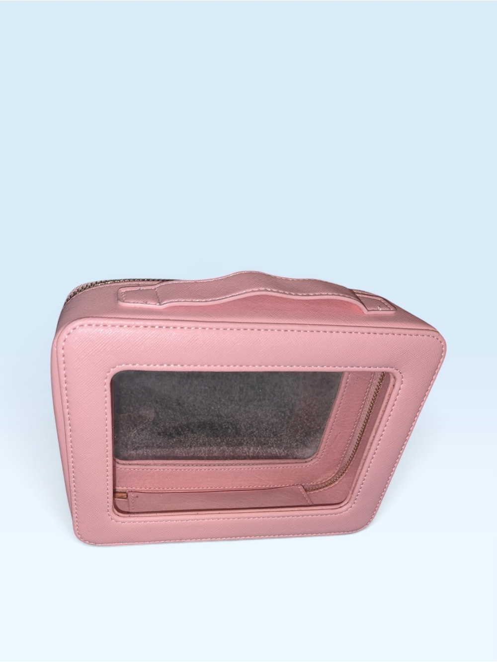 Aveniee Pink Clear-Window Cosmetic Case Travel Bag